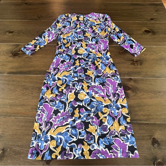 J McLaughlin Catalina Cloth Floral Print Elbow Sleeve Dress w/Pockets - Picture 4 of 5